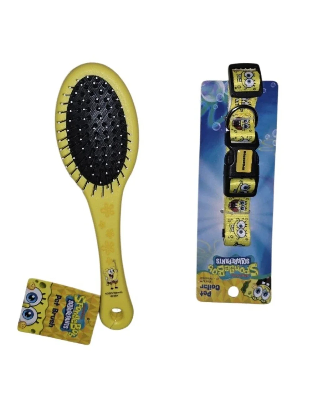 SpongeBob Squarepants Yellow Kids Hair Brush and Matching Yellow Pet Collar
